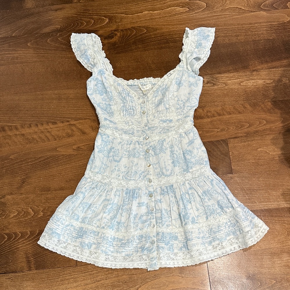 LoveShackFancy Kietta Cotton Lace-Trimmed Mini Dress